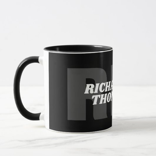 Mug monogramme noir et blanc ( nom + initiales ) (Gauche)
