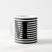 Mug Monogramme noir et blanc rayures motif moderne (Devant gauche)