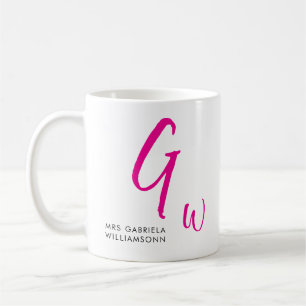 Mug Monogramme noir et rose Mme Mariage