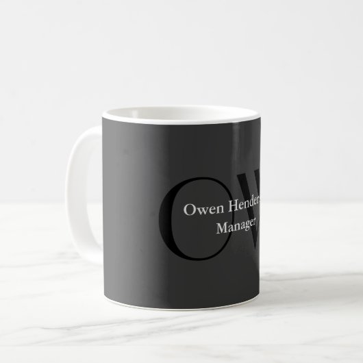 Mug Monogramme noir gris élégant (Devant gauche)
