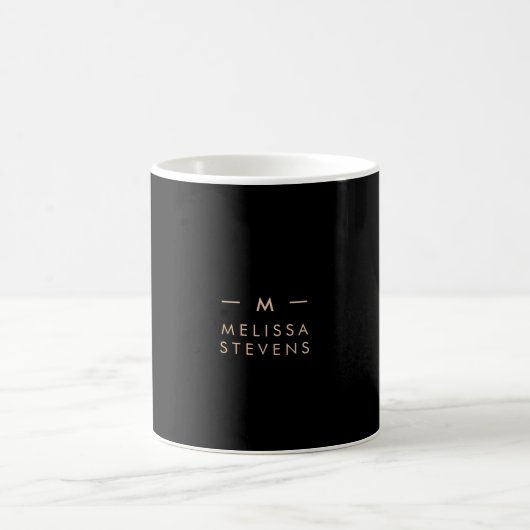 Mug Monogramme Noir | Moderne chic élégant (Centre)