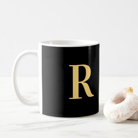 Mug Monogramme Noir Or (Avec donut)