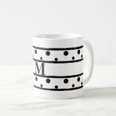 Mug Monogramme noir Pois blanc (Devant droit)