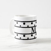 Mug Monogramme noir Pois blanc (Devant gauche)