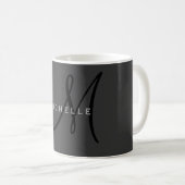 Mug Monogramme noir professionnel Gris Votre nom (Devant droit)