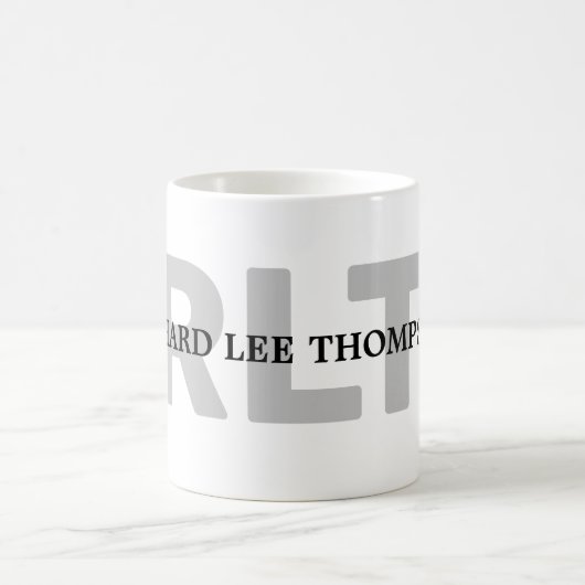 Mug monogramme noir simple (nom+initiales) clair (Centre)