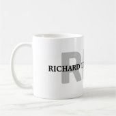 Mug monogramme noir simple (nom+initiales) clair (Gauche)