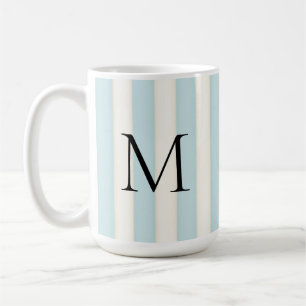 Mug Monogramme noir sur Bleu & Blancs Antique