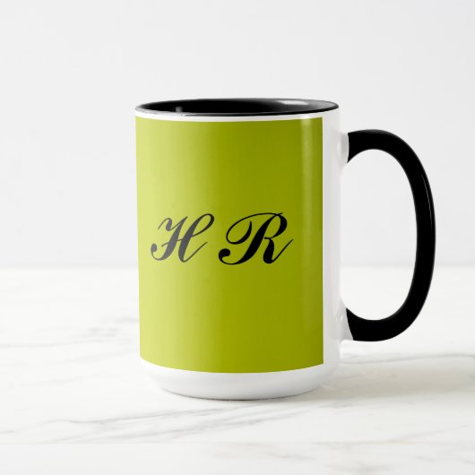 Mug Monogramme noir sur le vert (Droite)