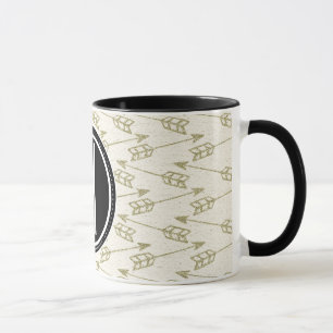 Mug Monogramme noir tribal des flèches  