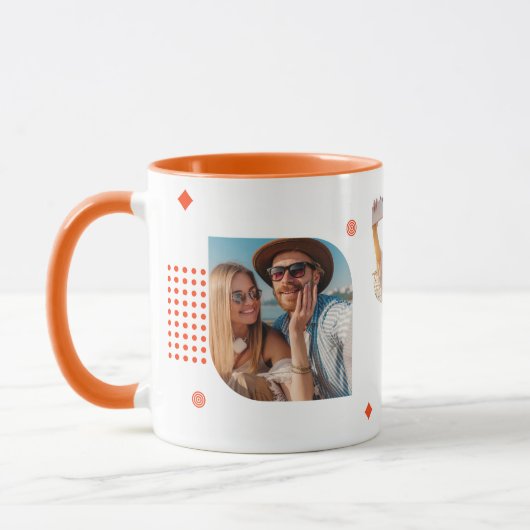 Mug Monogramme Nom 3 Photo Collage Café moderne tendan (Gauche)