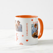 Mug Monogramme Nom 3 Photo Collage Café moderne tendan (Devant droit)