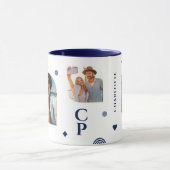 Mug Monogramme Nom 3 Photo Collage Café moderne tendan (Centre)