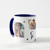 Mug Monogramme Nom 3 Photo Collage Café moderne tendan (Devant gauche)