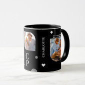 Mug Monogramme Nom 3 Photo Collage Café tendance (Devant droit)