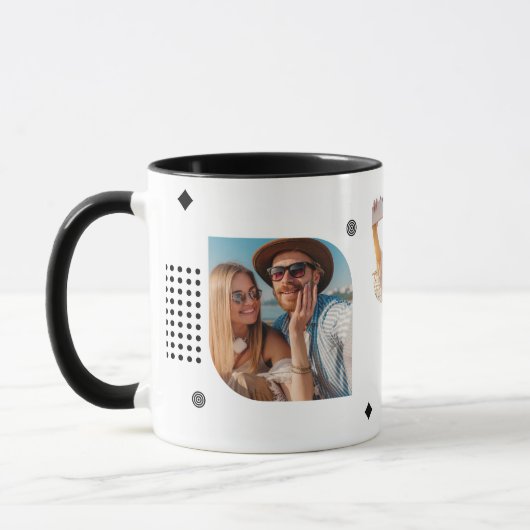 Mug Monogramme Nom 3 Photo Collage tendance (Gauche)