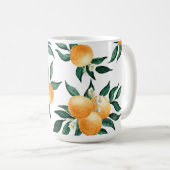 Mug Monogramme Nom Aquarelle Citron Orange (Devant droit)