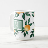 Mug Monogramme Nom Aquarelle Citron Orange (Devant gauche)