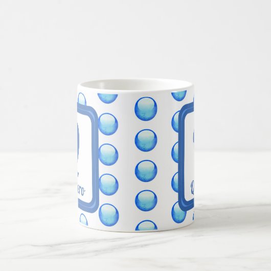 Mug Monogramme Nom Bright Blue Polka Point initial (Centre)