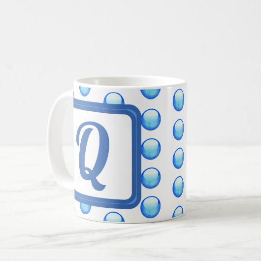 Mug Monogramme Nom Bright Blue Polka Point initial (Devant gauche)