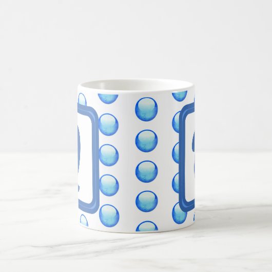 Mug Monogramme Nom Bright Blue Polka Point initial (Centre)