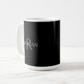 Mug Monogramme & nom DIY, texte gris simple sur fond n (Devant gauche)