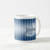 Mug Monogramme Nom du script Marine Bleu & Blancs (Devant droit)