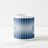 Mug Monogramme Nom du script Marine Bleu & Blancs (Centre)