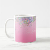 Mug Monogramme Nom du script Parties scintillant rose  (Gauche)