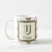 Mug Monogramme Nom Élégant Initiale Point Gold (Gauche)