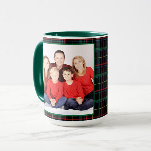 Mug Monogramme, nom et photo personnalisés tassés fonc (Devant gauche)