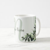 Mug Monogramme Nom Feuillage Floral Feuilles d'eucalyp (Devant droit)