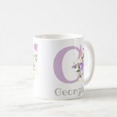 Mug Monogramme & nom Georgia motif floral (Devant droit)