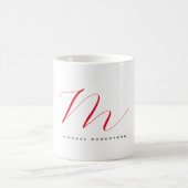 Mug Monogramme Nom initial Blanc Rouge Unique Minimali (Centre)