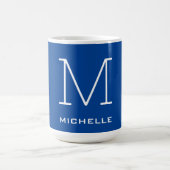 Mug Monogramme Nom initial Bleu profond Unique Minimal (Centre)