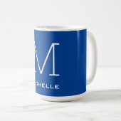 Mug Monogramme Nom initial Bleu profond Unique Minimal (Devant droit)