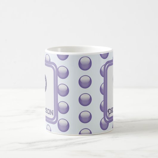 Mug Monogramme Nom Initial Blue Grey Polka Point (Centre)