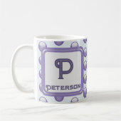Mug Monogramme Nom Initial Blue Grey Polka Point (Gauche)