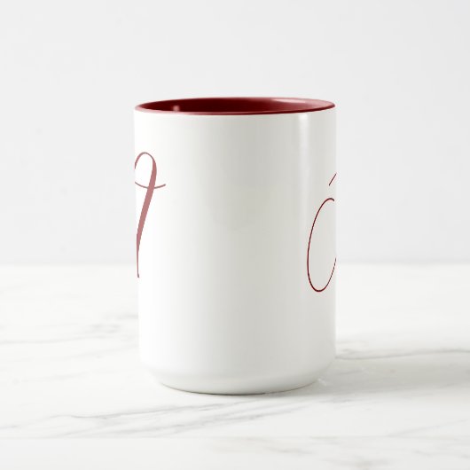 Mug Monogramme Nom initial Mariage blanc profond (Centre)