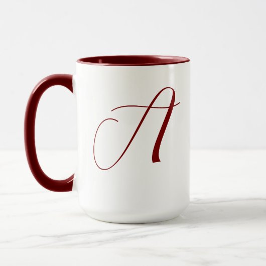 Mug Monogramme Nom initial Mariage blanc profond (Gauche)