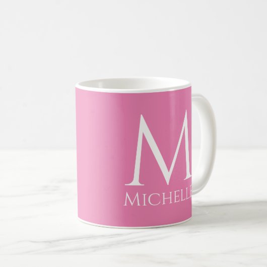 Mug Monogramme Nom initial Modèle rose personnalisable (Devant droit)