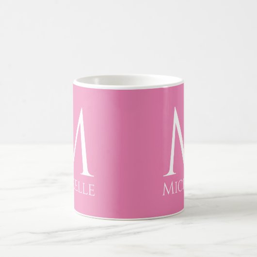 Mug Monogramme Nom initial Modèle rose personnalisable (Centre)
