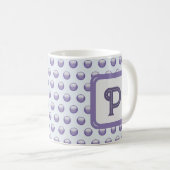 Mug Monogramme Nom initial Polka gris bleu (Devant droit)