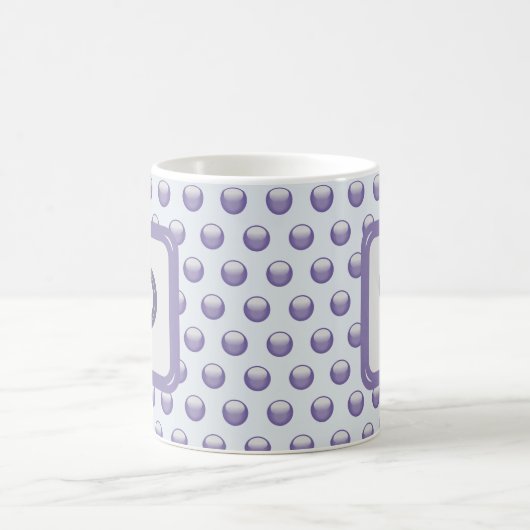 Mug Monogramme Nom initial Polka gris bleu (Centre)