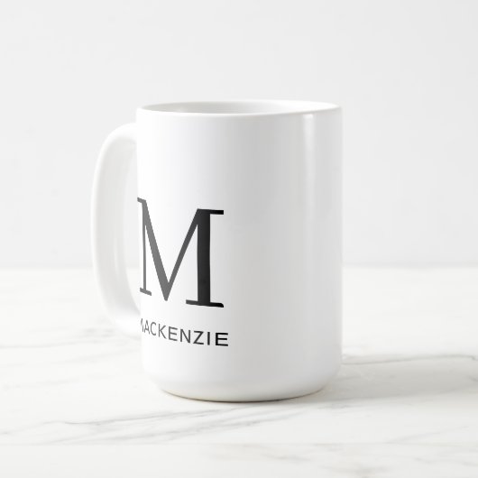 Mug Monogramme Nom initial Simple (Devant gauche)