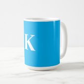Mug Monogramme Nom Mariage Fête cadeau Favoriser Bleu (Devant droit)