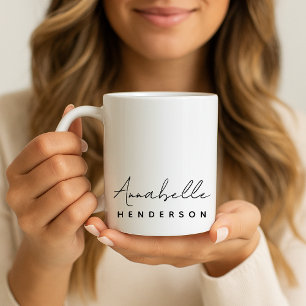 Mug Monogramme Nom Moderne Minimaliste Élégant