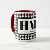 Mug Monogramme-Nom Noir & Blanc Casseaux 15oz Combo (Devant gauche)