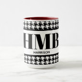 Mug Monogramme-Nom noir et blanc Houndstooth Combo 15o (Centre)