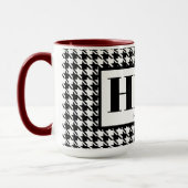 Mug Monogramme-Nom noir et blanc Houndstooth Combo 15o (Gauche)